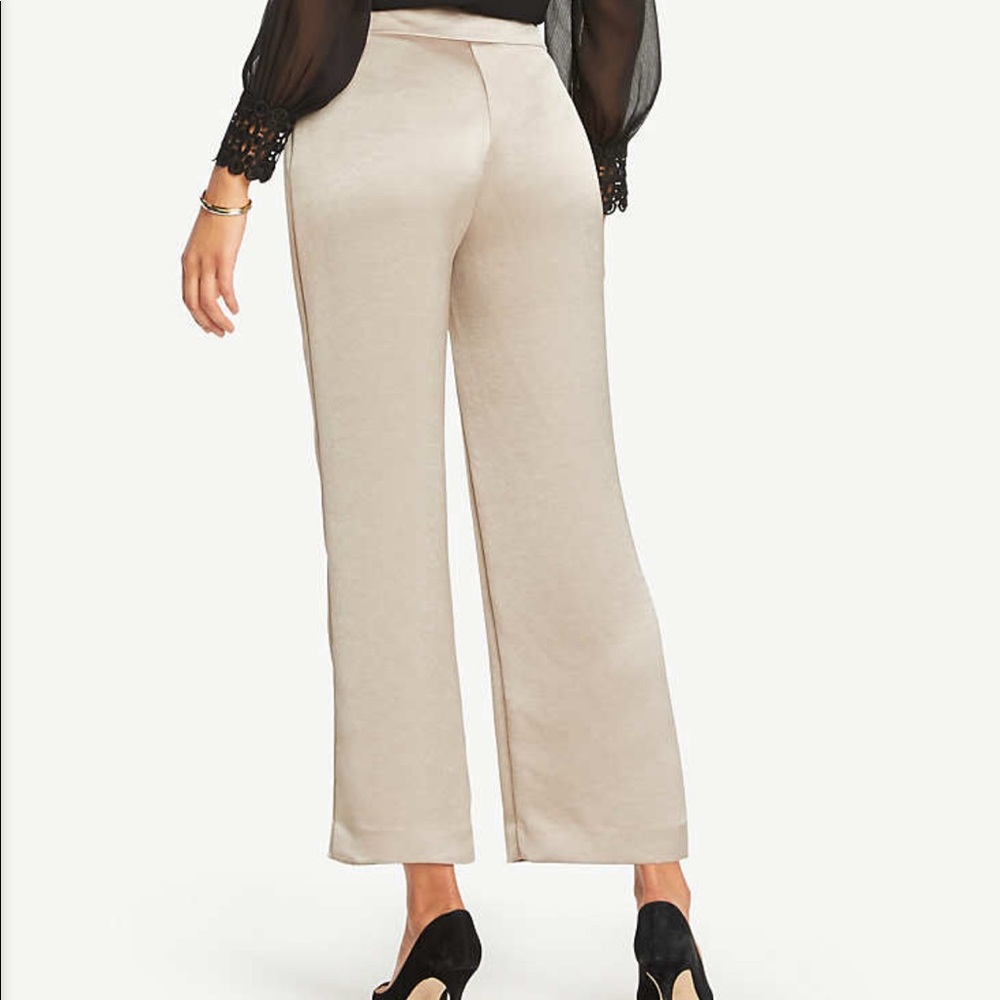ANN TAYLOR Luxe Satin Wide Leg Crop Trousers - Picture 2 of 3